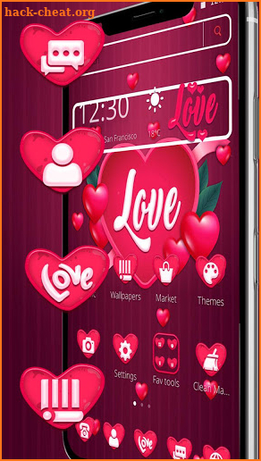 Red Love Heart Theme screenshot