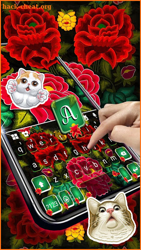 Red Mexican Flowers Keyboard Background screenshot