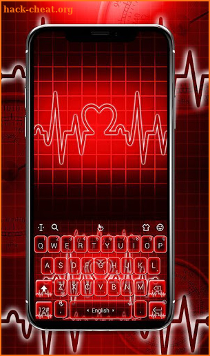 Red Neon Heart Keyboard Theme screenshot