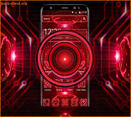 Red Neon Tech Hologram Theme screenshot