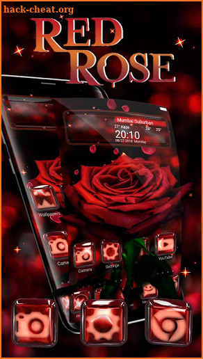 Red rose Glass Theme screenshot