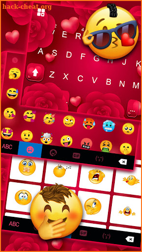 Red Roses Hearts Keyboard Background screenshot