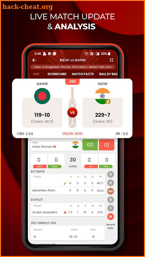 Red White Cricket Live Line screenshot