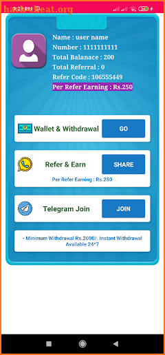 Refer Earn screenshot