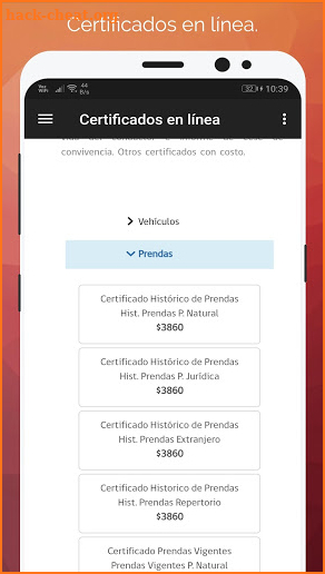 Registro civil screenshot