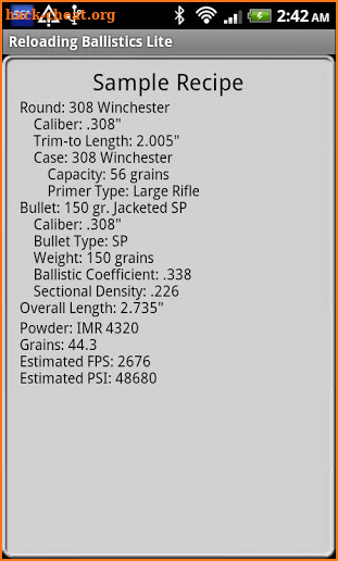 Reloading Ballistics screenshot