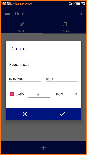 Reminder, alarm, tasks screenshot