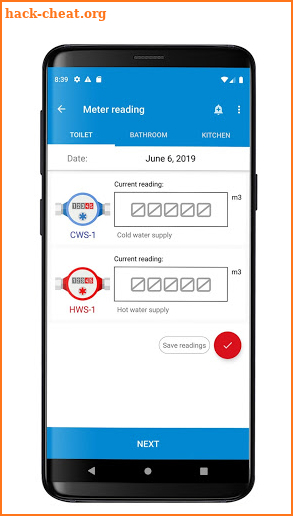 REPORT Water. Meters data screenshot