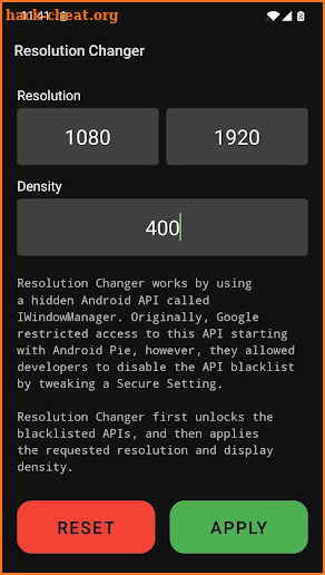 Resolution Changer — Uses ADB screenshot