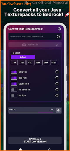 Resource Pack Converter for MC screenshot
