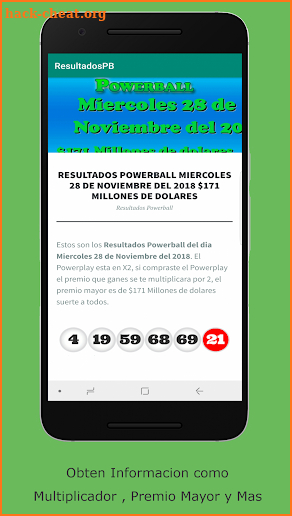 Resultados Powerball y Mega Millions screenshot