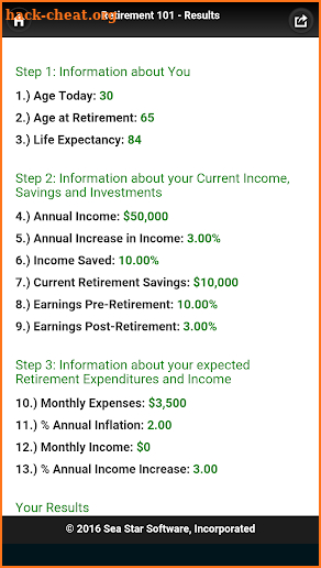 Retirement Calculator 101 screenshot