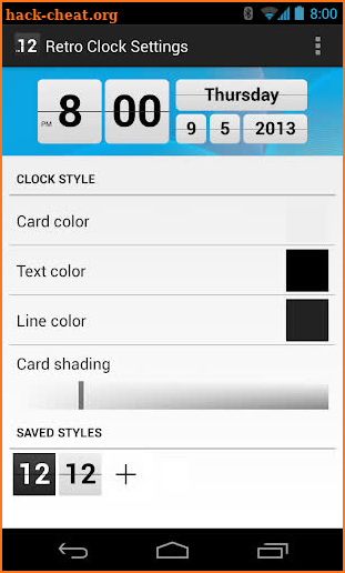 Retro Clock Settings screenshot