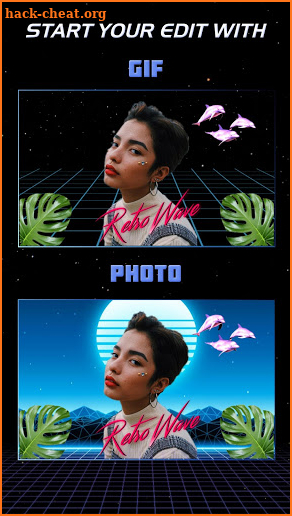 Retrogram Pro🌴: Retrowave Photo, GIF & Text Maker screenshot