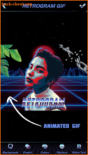 Retrogram Pro🌴: Retrowave Photo, GIF & Text Maker screenshot