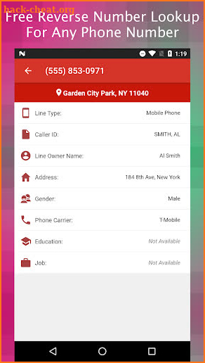 Reverse Caller ID Lookup of Unknown Phone Numbers screenshot