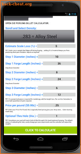 Reverse Forging Calculator RFC screenshot