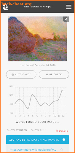 Reverse image search for artists: Art Search Ninja screenshot