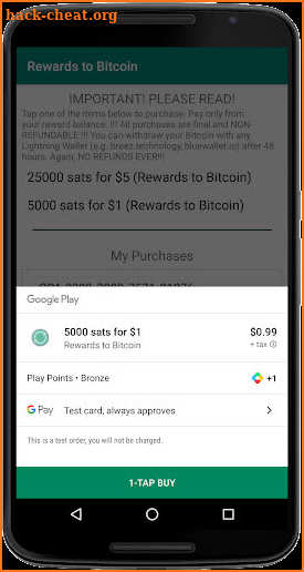 Rewards to Bitcoin screenshot