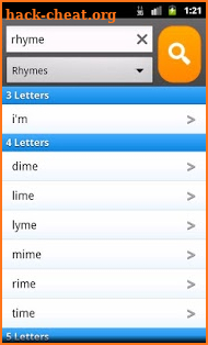 RhymeZone Rhyming Dictionary screenshot