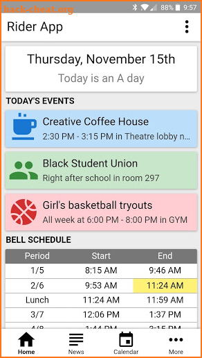 Rider App RHS screenshot