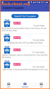 Ridesharing Coupons screenshot