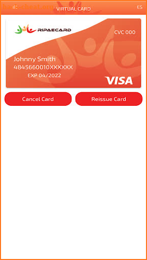 Ripae Visa® Prepaid Card screenshot