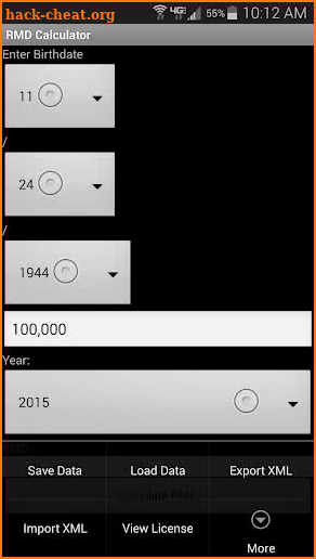 RMD Calculator screenshot