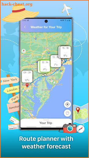 Roadtrip weather Route planner screenshot