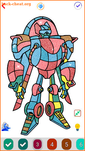 Robots Color by Number - Glitter, Crayon Painting screenshot