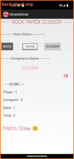 Rock paper scissors screenshot