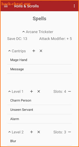 Rolls & Scrolls 5e Character Sheet screenshot