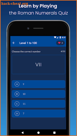 Roman Numerals 1 to 1000: Quiz screenshot