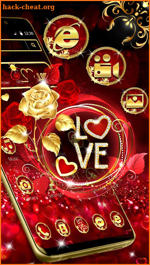 Romantic Diamond Gold Rose Love Theme screenshot