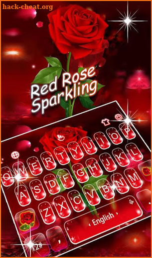 Romantic Flower Red Rose Sparkling Keyboard Theme screenshot