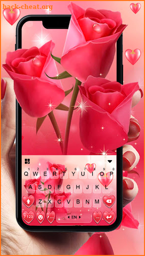 Romantic Heart Roses Keyboard Background screenshot