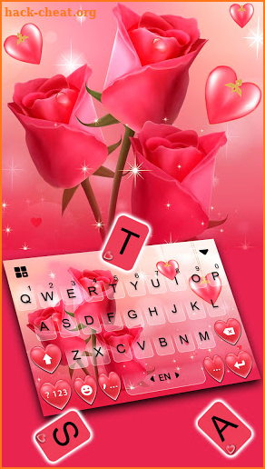 Romantic Heart Roses Keyboard Background screenshot