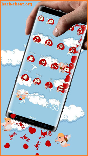 Romantic Lovely Cartoon Cupid Gravity Theme screenshot