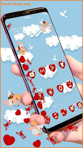 Romantic Lovely Cartoon Cupid Gravity Theme screenshot