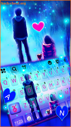 Romantic Sky Couple Keyboard Background screenshot