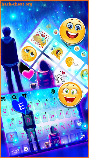 Romantic Sky Couple Keyboard Background screenshot