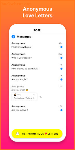 ROSE: Anonymous Love Messages for Snapchat Friends screenshot