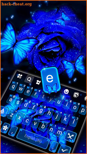 Rose Blue Butterfly Keyboard Background screenshot