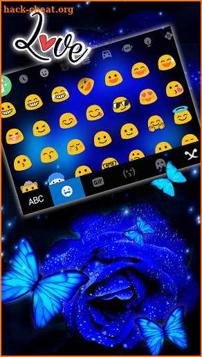 Rose Blue Butterfly Keyboard Background screenshot