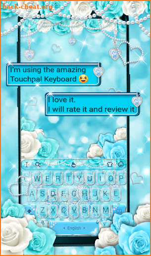 Rose Blue Diamond Butterfly Keyboard screenshot