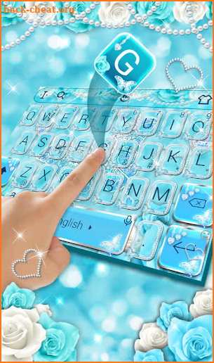 Rose Blue Diamond Butterfly Keyboard screenshot