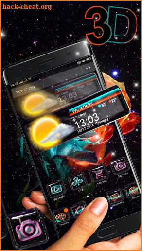 Rose Galaxy 3D Glass Tech Theme 🌹 screenshot