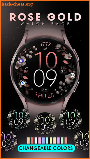 Rose Gold Floral Watch Face screenshot