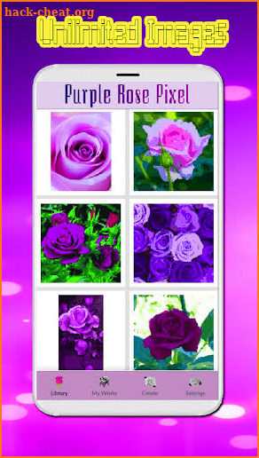 Rose Purple Flowers Color By Number:PixelArt screenshot