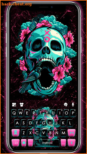 Roses Floral Skull Keyboard Theme screenshot